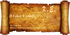 Kluka Elemér névjegykártya